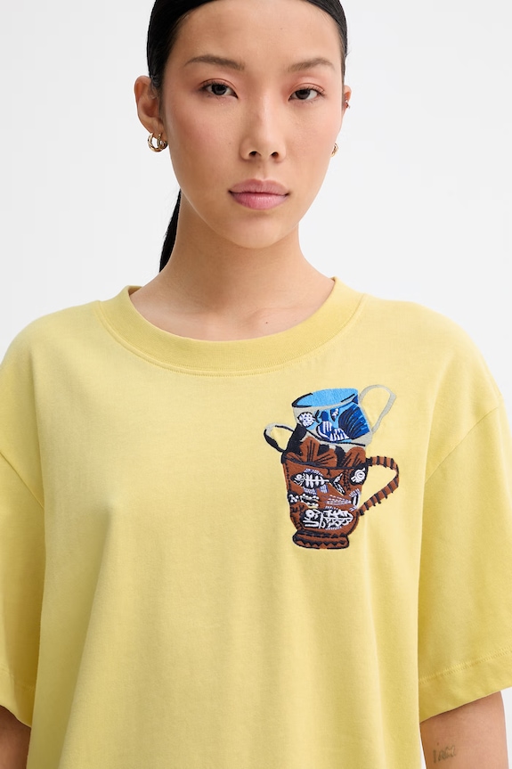 MUNTHE t-shirt γυναικείο βαμβακερό NURI κίτρινο 262110726267