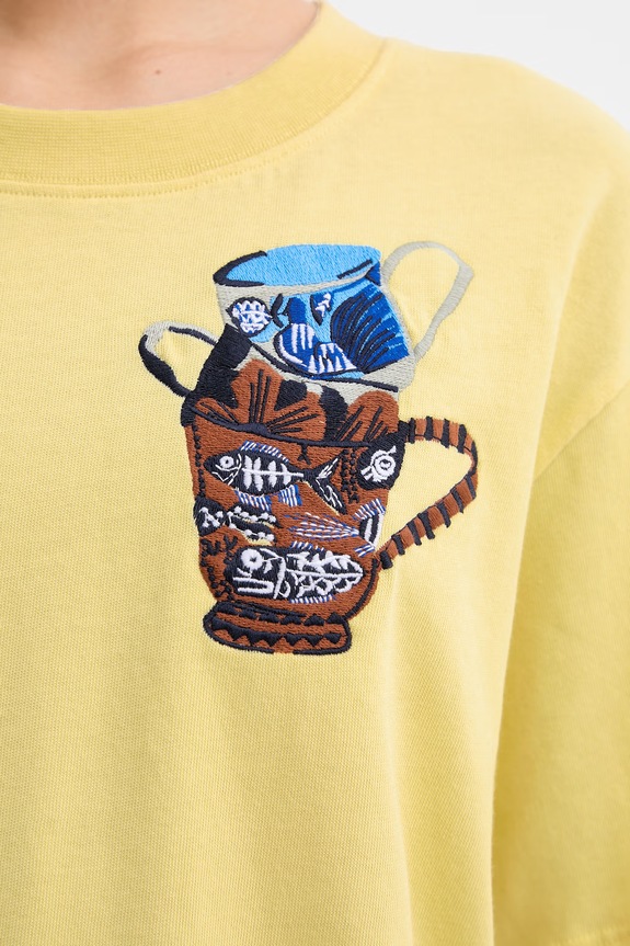 MUNTHE t-shirt γυναικείο βαμβακερό NURI 262110726267 κίτρινο