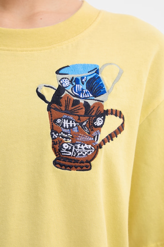 MUNTHE t-shirt γυναικείο βαμβακερό NURI 262110726267 κίτρινο