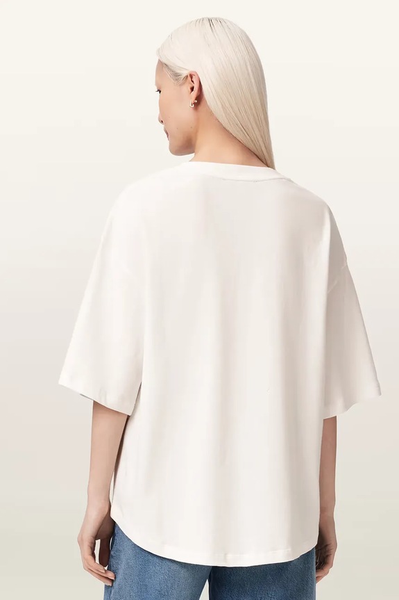AllSaints T-shirt oversize damski bawełniany STACKS W151JE biały AW26