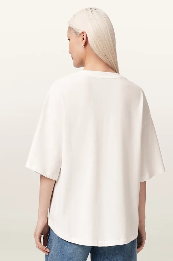 AllSaints T-shirt oversize damski bawełniany STACKS W151JE biały AW26