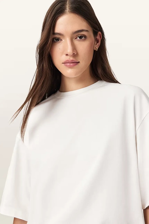 AllSaints T-shirt oversize damski bawełniany ESME biały W131JE