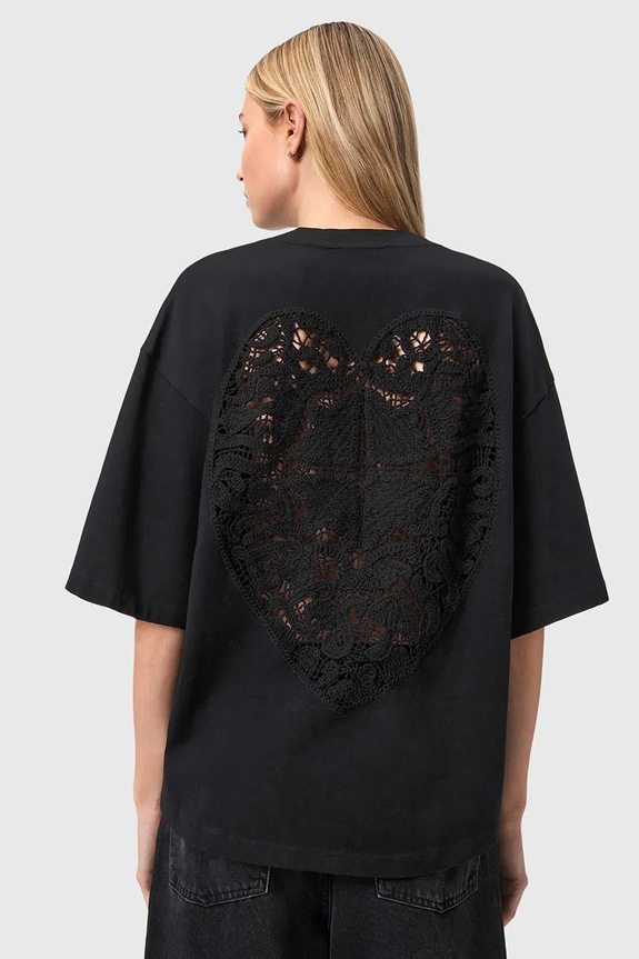 AllSaints T-shirt oversize damski bawełniany ESME czarny W131JE