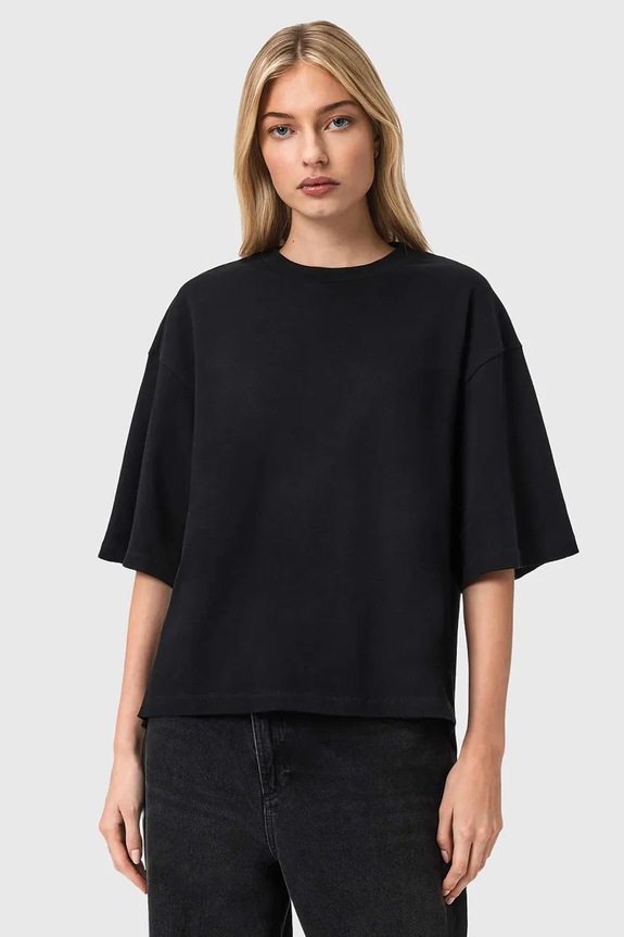 AllSaints T-shirt oversize damski bawełniany ESME W131JE czarny AW26
