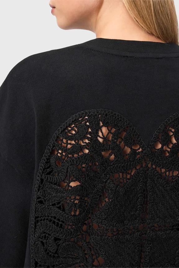 AllSaints T-shirt oversize damski bawełniany ESME W131JE czarny