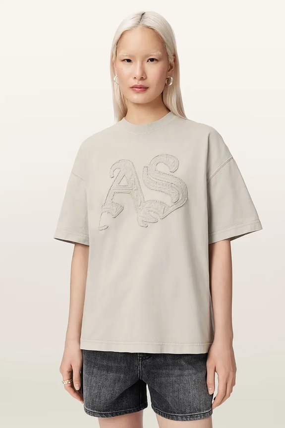 AllSaints kratka majica ženska bombažna INSIGNIA siva W125JE