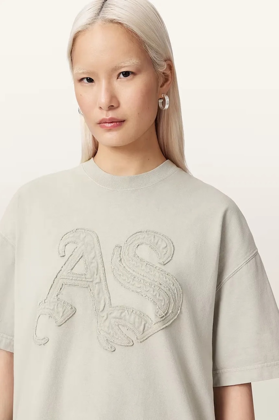 AllSaints kratka majica ženska bombažna INSIGNIA siva W125JE