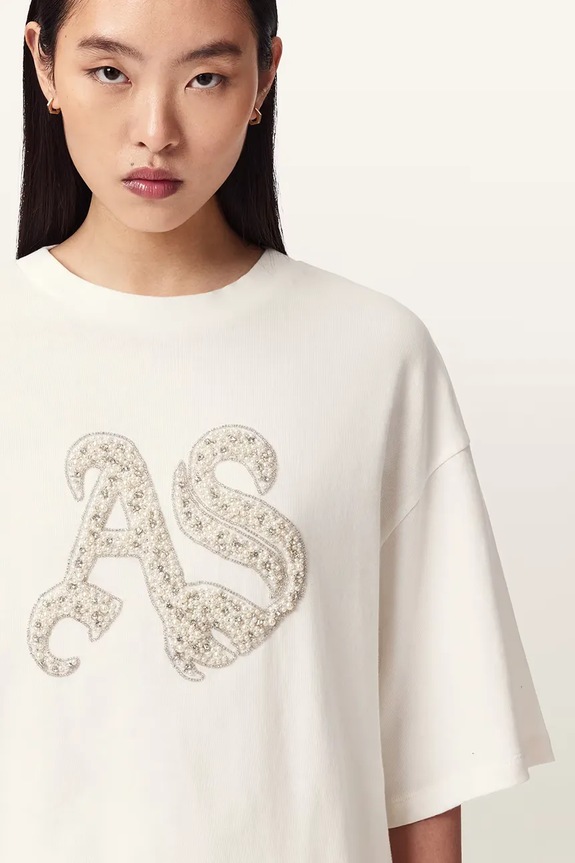 AllSaints oversize tričko dámské bavlněné ICON bílá W117JE