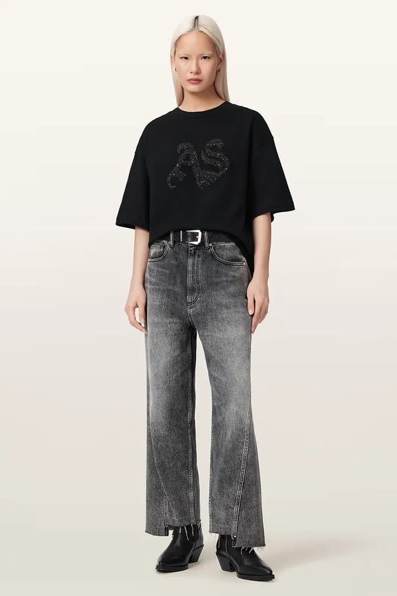 Одежда AllSaints футболка оверсайз женская хлопковая ICON W117JE чёрный