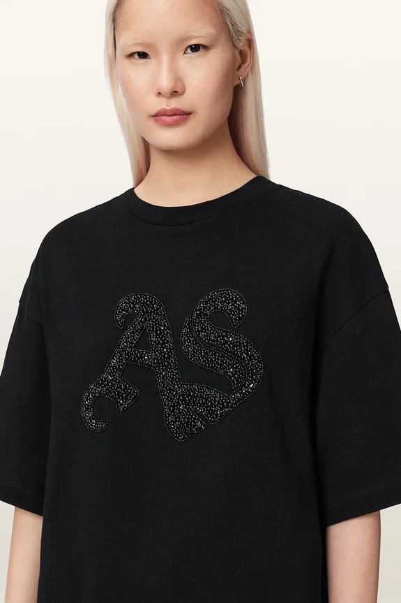 AllSaints футболка оверсайз женская хлопковая ICON чёрный W117JE