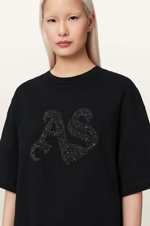 AllSaints футболка оверсайз женская хлопковая ICON чёрный W117JE