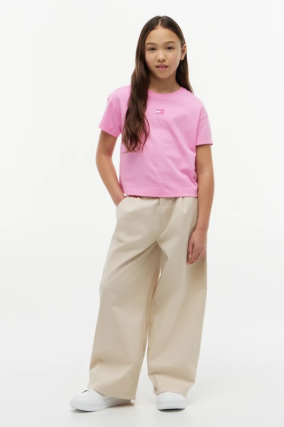 Tommy Hilfiger T-shirt dziecięcy bawełniany różowy KG0KG09488.9BY2
