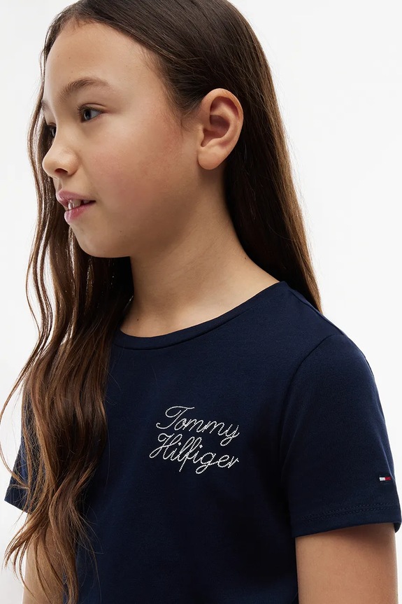 Tommy Hilfiger T-shirt παιδικό βαμβακερό KG0KG09454.128.176.9BY2 σκούρο μπλε