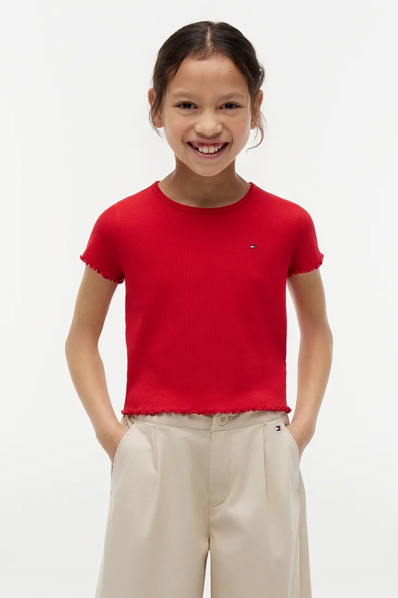Tommy Hilfiger t-shirt παιδικό με βαμβάκι κόκκινο KG0KG08590.128.176.9BY2