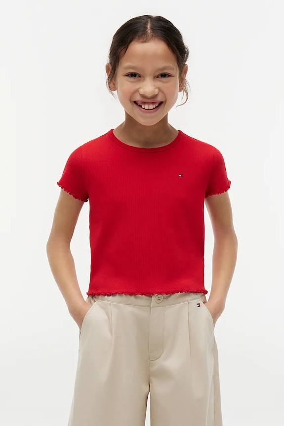 Tommy Hilfiger t-shirt παιδικό με βαμβάκι κόκκινο KG0KG08590.128.176.9BY2