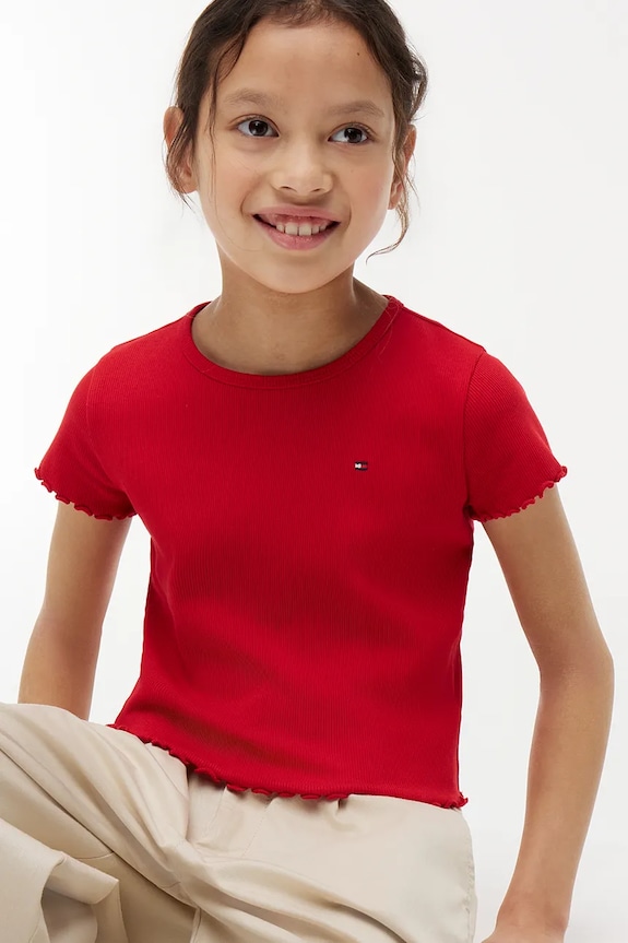 Tommy Hilfiger t-shirt παιδικό με βαμβάκι KG0KG08590.128.176.9BY2 κόκκινο