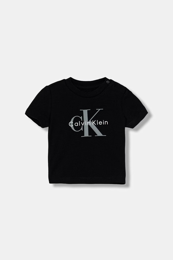 Calvin Klein Jeans t-shirt παιδικό βαμβακερό με ελαστάν μαύρο LV1CKTJA50.9BY2