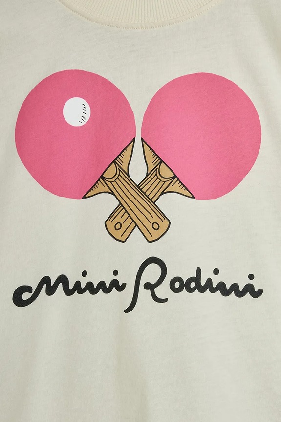 Chłopiec Mini Rodini T-shirt oversize dziecięcy bawełniany Table tennis 26620132 biały