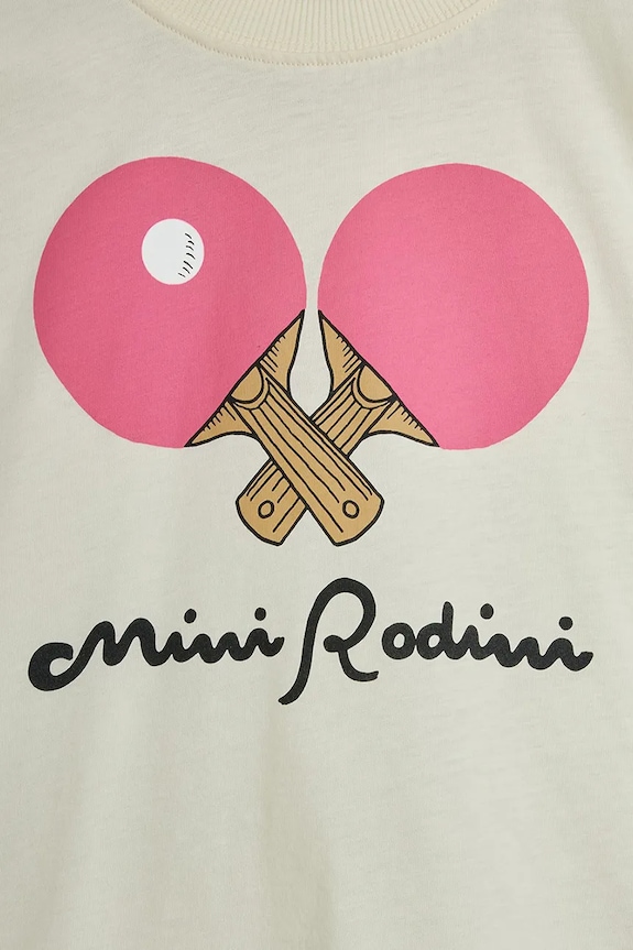 Chłopiec Mini Rodini T-shirt oversize dziecięcy bawełniany Table tennis 26620132 biały