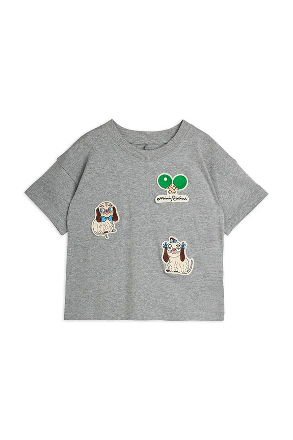 Mini Rodini T-shirt dziecięcy bawełniany Minibabies 26620129 szary AW26