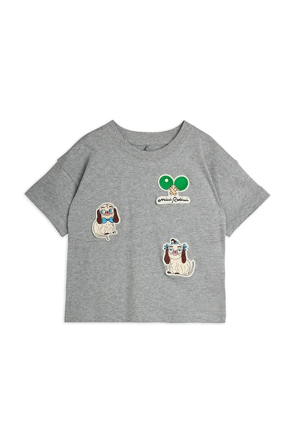 Mini Rodini T-shirt dziecięcy bawełniany Minibabies 26620129 szary AW26