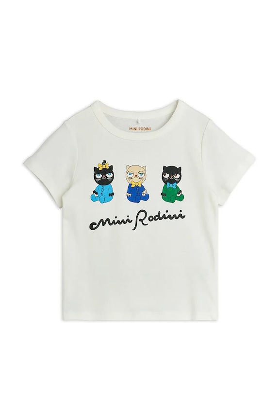Mini Rodini T-shirt dziecięcy bawełniany Minibabies 26620110 biały AW26