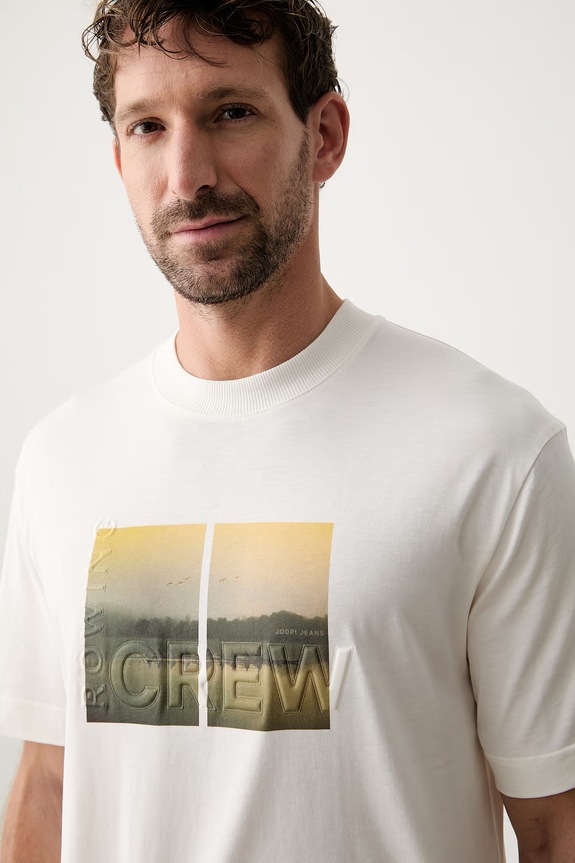 Joop! T-shirt męski bawełniany beżowy 30103417