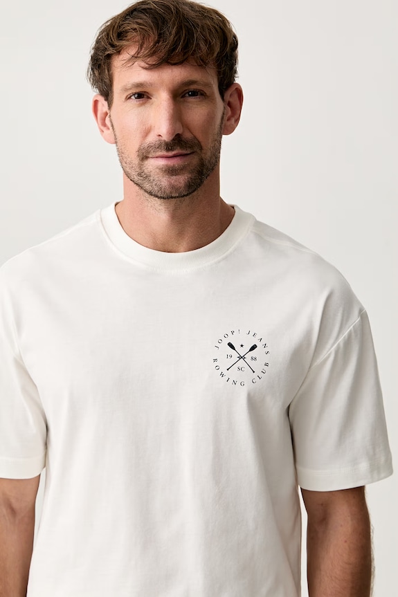 Joop! T-shirt męski bawełniany beżowy 30103416
