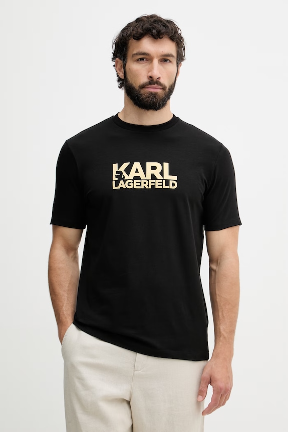 Karl Lagerfeld kratka majica moška bombažna črna 500235.755780