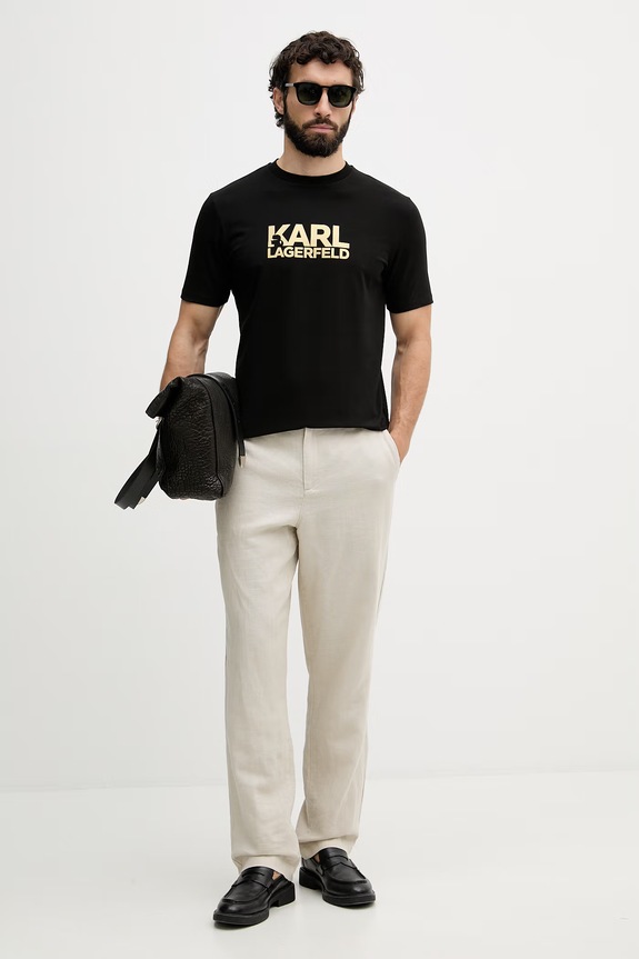 Karl Lagerfeld kratka majica moška bombažna 500235.755780 črna AW26