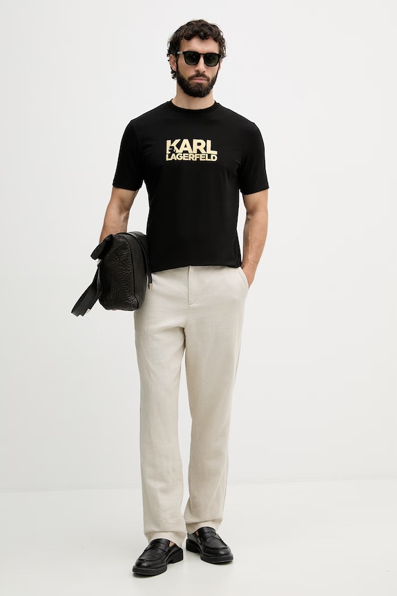 Karl Lagerfeld kratka majica moška bombažna 500235.755780 črna AW26