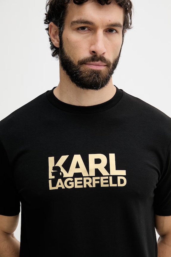 Karl Lagerfeld kratka majica moška bombažna črna 500235.755780