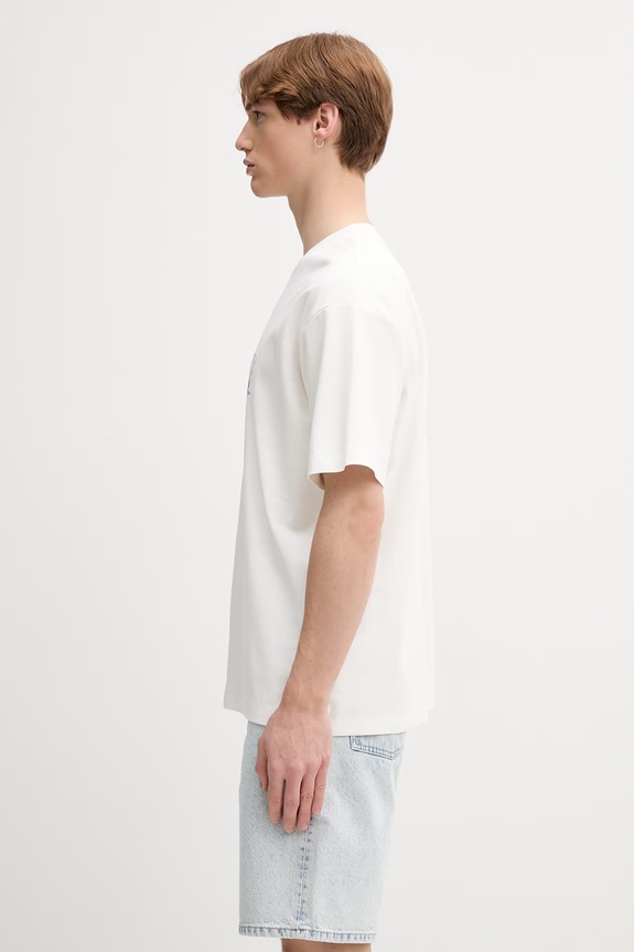 Drôle de Monsieur Signature T-shirt bawełniany męski L.TS336.CO002 beżowy AW26