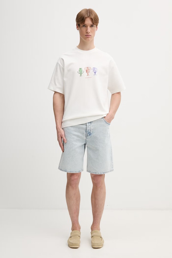 Drôle de Monsieur Signature T-shirt bawełniany męski L.TS336.CO002 beżowy