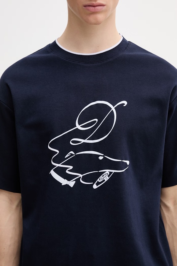 Drôle de Monsieur Dandy Dog T-shirt bawełniany męski granatowy L.TS332.CO002
