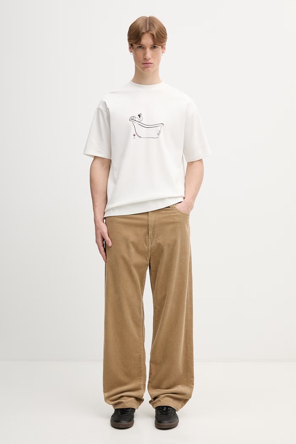 Drôle de Monsieur Wine Bath T-shirt bawełniany męski L.TS330.CO002 biały