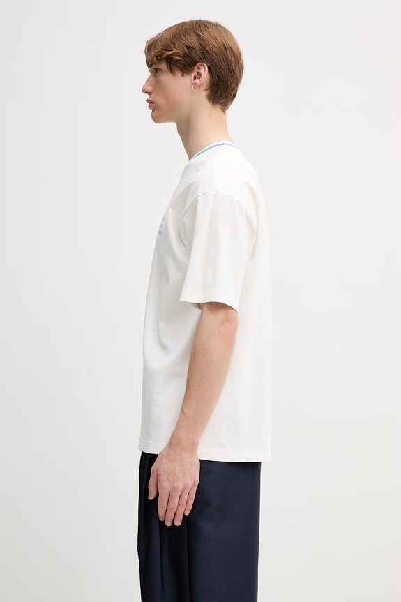 Drôle de Monsieur Sport Slogan T-shirt bawełniany męski L.TS189.CO002 biały AW26