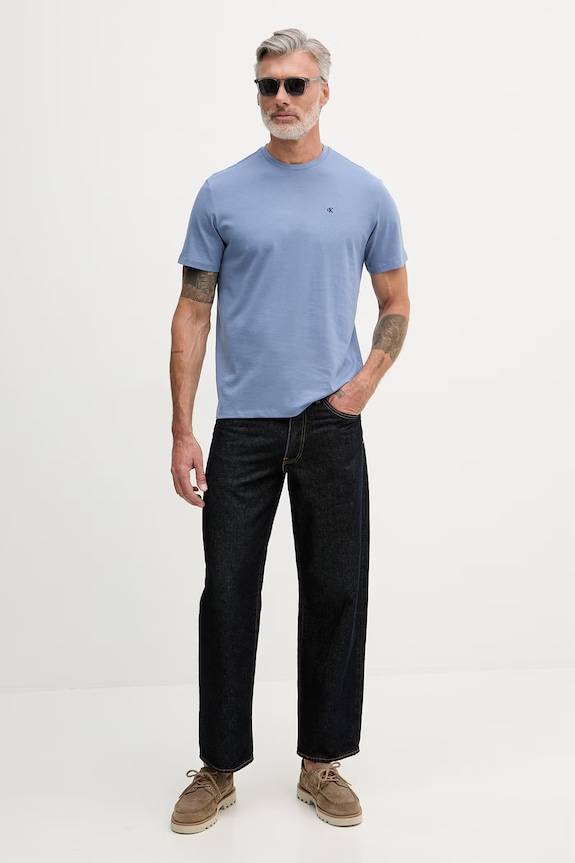 Calvin Klein Jeans tričko pánske bavlnené LV14RD254G modrá AW26