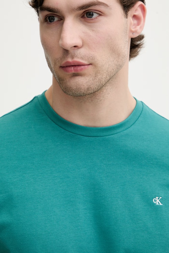 Calvin Klein Jeans тениска мъжка от памук зелен LV14RD254G