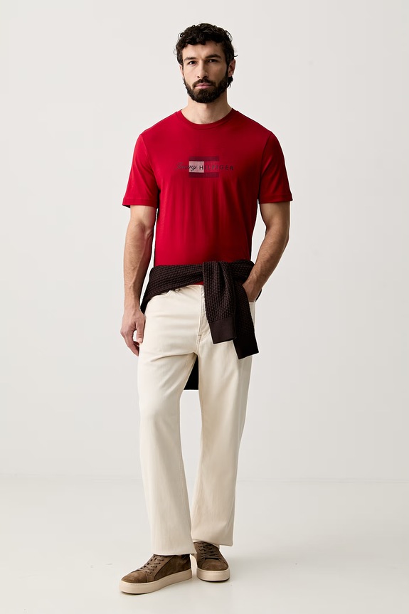 Tommy Hilfiger majica za muškarce od pamuka MW0MW43226 crvena AW26