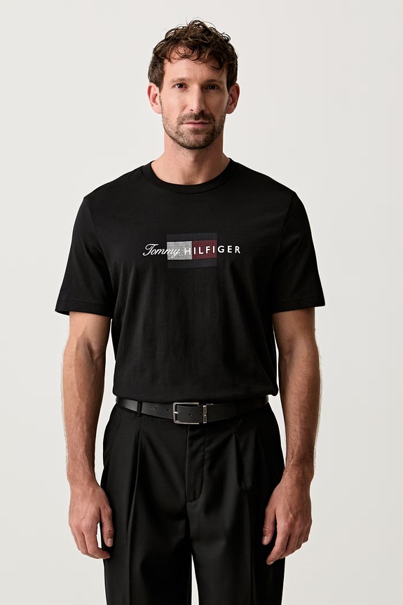 Tommy Hilfiger T-shirt męski bawełniany czarny MW0MW43226