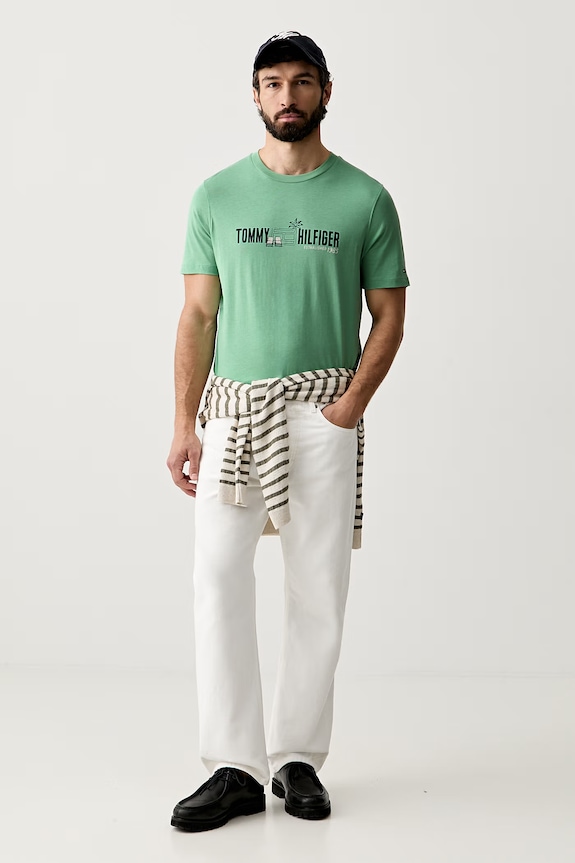Tommy Hilfiger t-shirt da uomo in cotone MW0MW43197 verde AW26