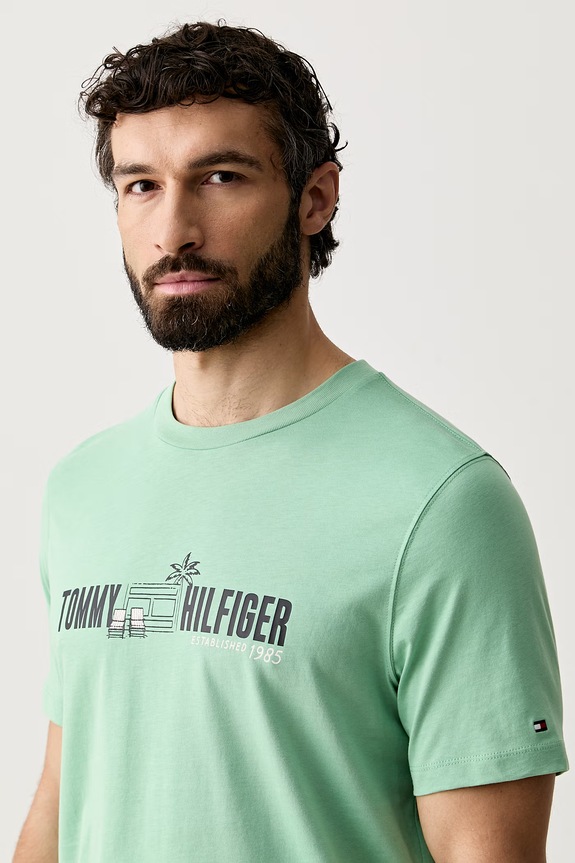 Tommy Hilfiger T-shirt męski bawełniany zielony MW0MW43197
