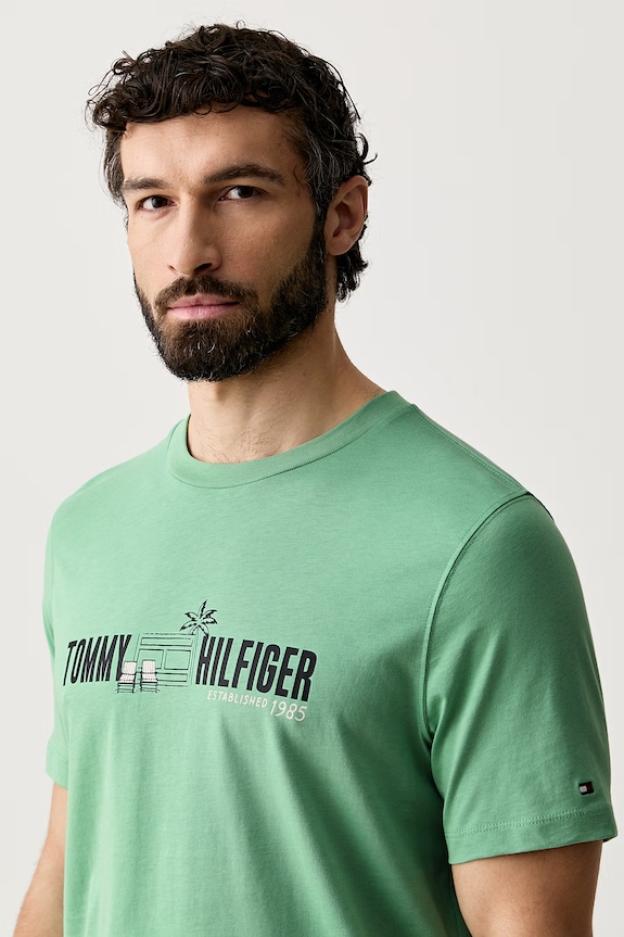 Tommy Hilfiger t-shirt da uomo in cotone verde MW0MW43197