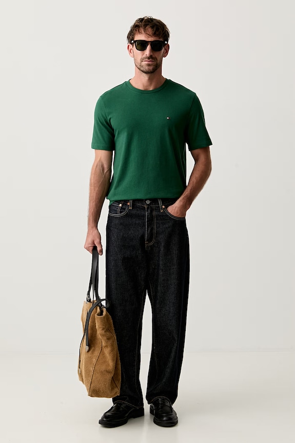 Tommy Hilfiger T-shirt męski bawełniany MW0MW39995. zielony AW26