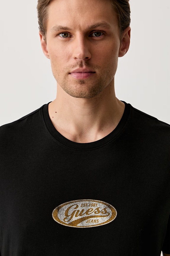 Guess Jeans T-shirt męski bawełniany czarny M6YI06.K3649
