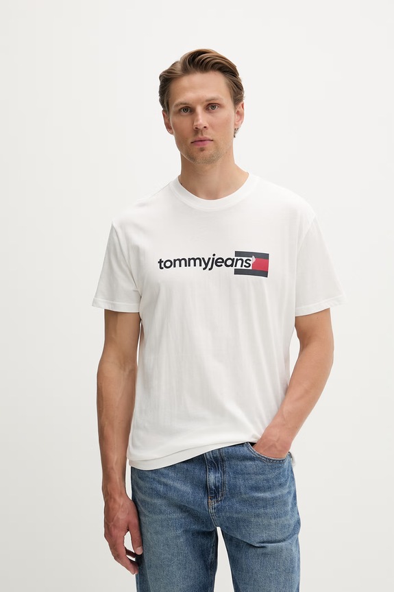 Tommy Jeans T-shirt męski bawełniany biały DM0DM23406