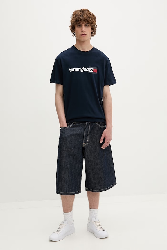 Tommy Jeans tričko pánske bavlnené DM0DM23406 tmavomodrá AW26