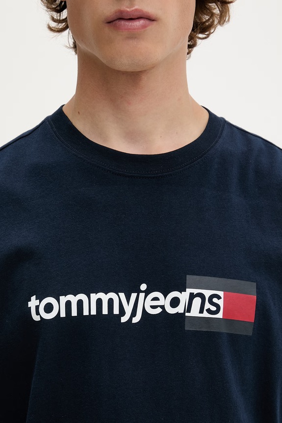 Tommy Jeans tričko pánske bavlnené DM0DM23406 tmavomodrá