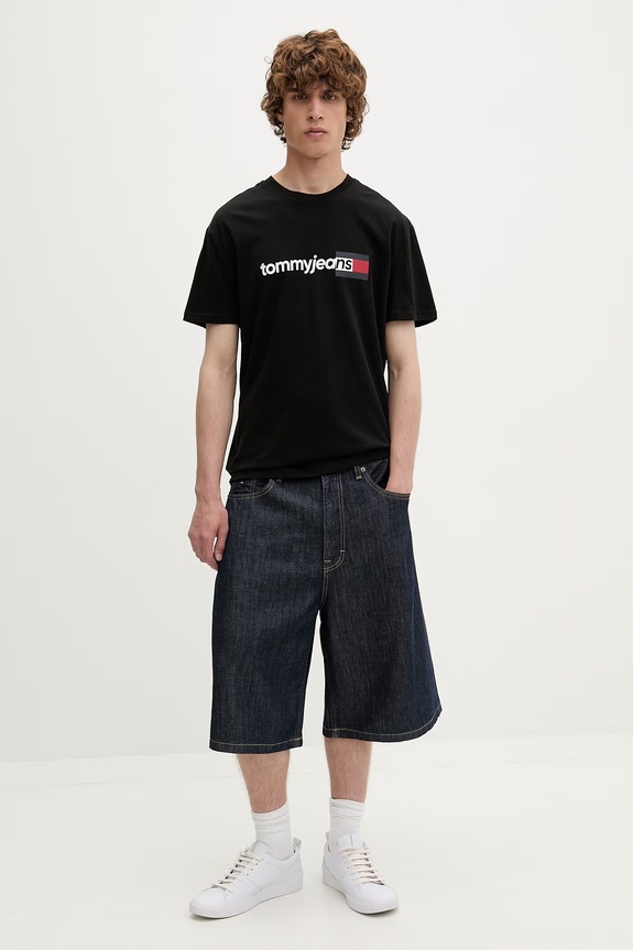 Tommy Jeans tričko pánske bavlnené DM0DM23406 čierna AW26